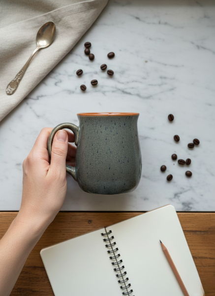 Ceramic Tea Mug in Rustic Grey