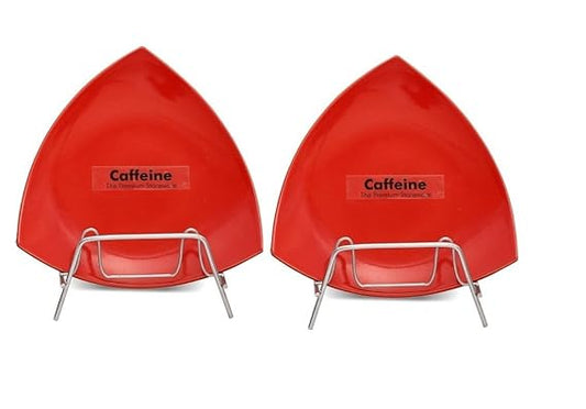 Caffeine Ceramic Handmade Red Glazed 9.9 inch" Triangle Plate (Set of 2) M