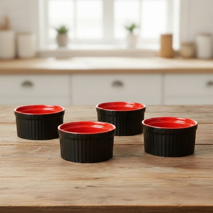Ceramic bowl Red and Black set of 4