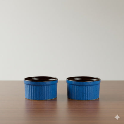 Ceramic bowl in Blue set of 2