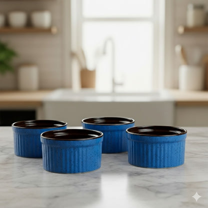 Ceramic bowl in Blue set of 4