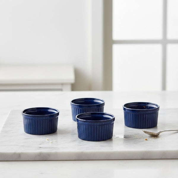 Ceramic bowl in Blue set of 4