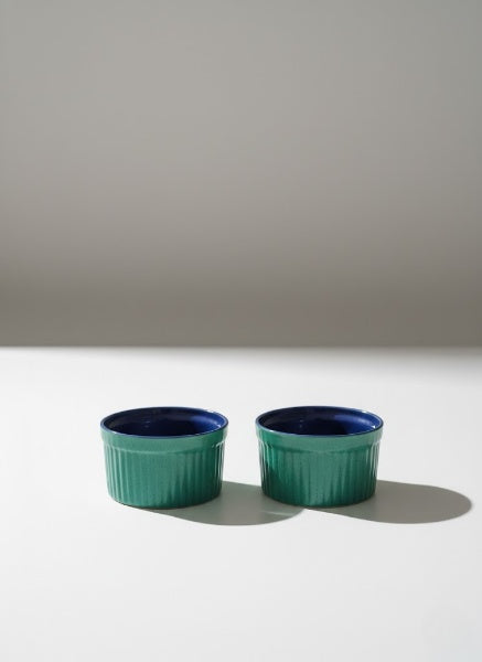 Ceramic bowl in a green set of 2
