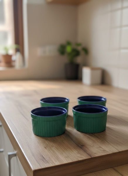 Ceramic bowl in a green set of 4