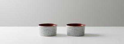 Ceramic bowl in white & brown set of 2