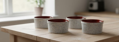 Ceramic bowl in white & brown set of 4