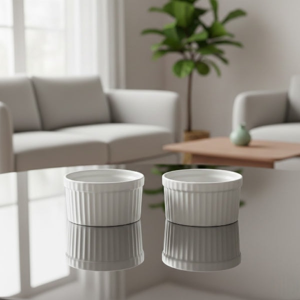 Ceramic bowl in white set of 2