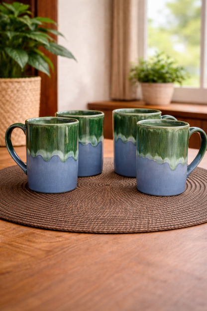Ceramic mint coffee mug set of 4