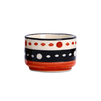 Caffeine Ceramic Stoneware Handmade Red & Black Dotted Dip and Sauce (Set of 4, 50 ml) - Caffeine Premium Stoneware