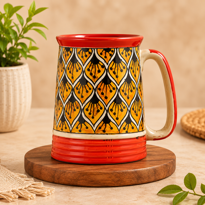 Caffeine Ceramic Handmade Orange Morroco Beer Mug – Set of 6