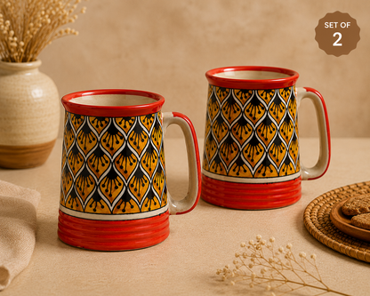 Caffeine Ceramic Handmade Orange Morroco Beer Mug – Set of 6