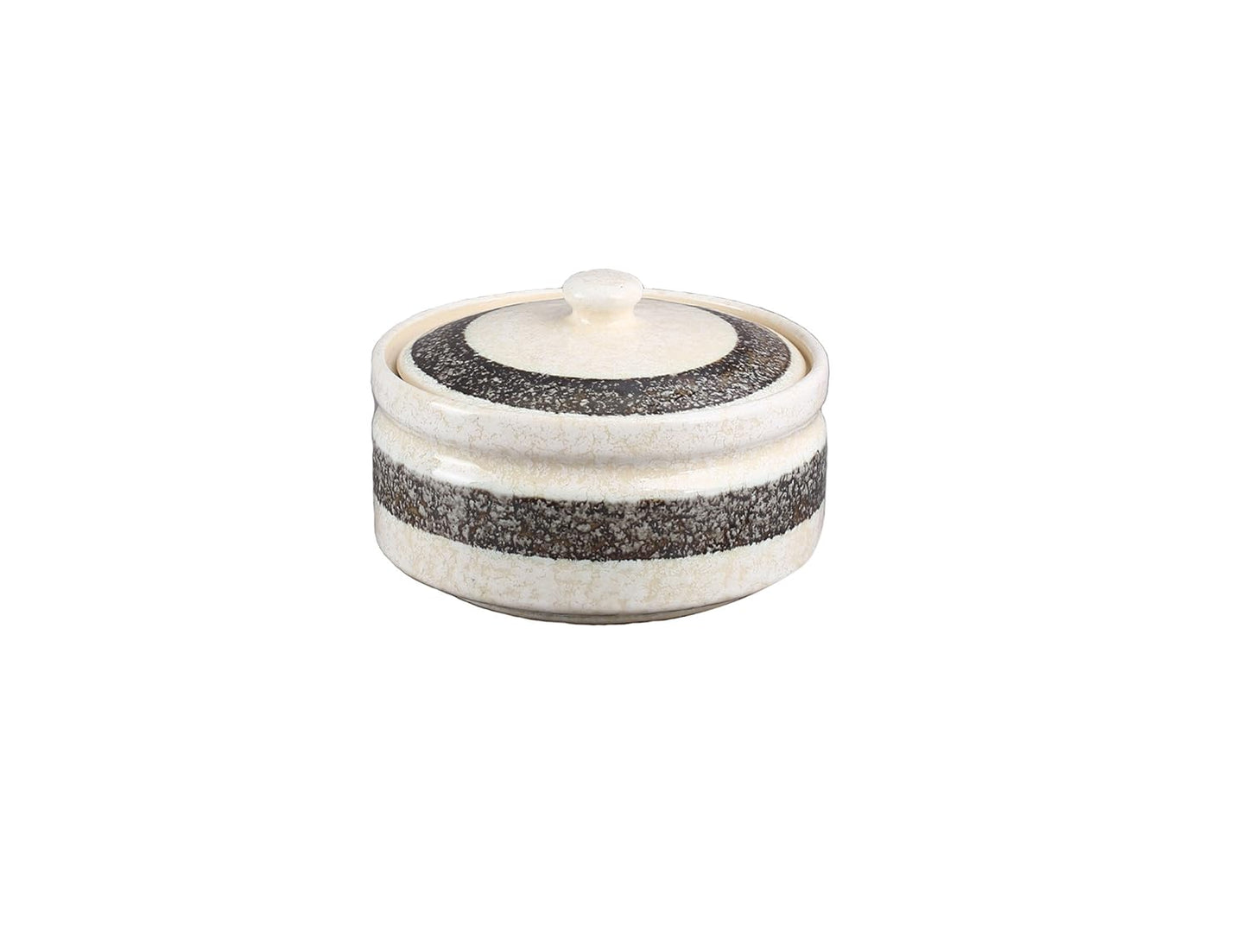 Caffeine Ceramic Handmade White Marble Dinner Set (Set of 19 Pieces)