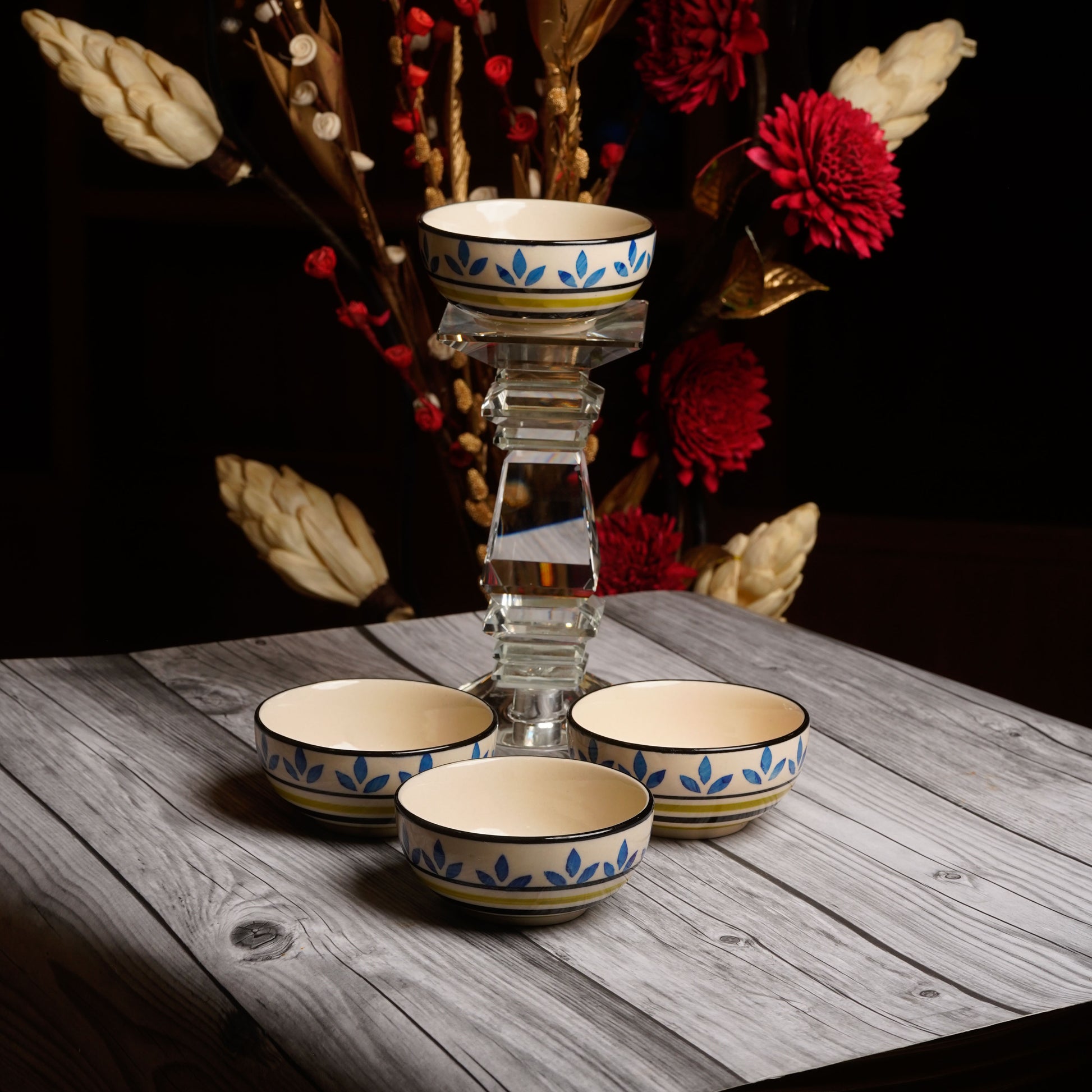 Caffeine Ceramic Handmade Blue asmiya katori Bowl (Set of 6) - Caffeine Premium Stoneware