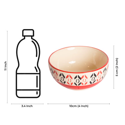 Caffeine Ceramic Handmade Orange Arrow Patterned Katori Bowl (Set of 6) - Caffeine Premium Stoneware