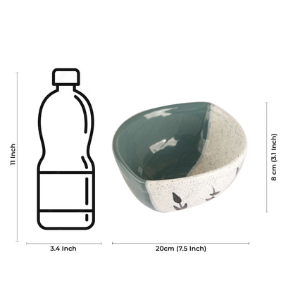 Caffeine Ceramic Handmade White Bamboo Serving Bowl (Set of 3) - Caffeine Premium Stoneware