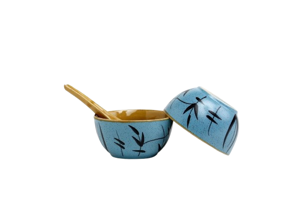 Caffeine Ceramic Handmade Golden Turquoise Dinner Set (37 pieces - Microwave & Dishwasher Safe) - Caffeine Premium Stoneware
