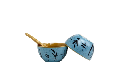 Caffeine Ceramic Handmade Golden Turquoise Dinner Set (37 pieces - Microwave & Dishwasher Safe) - Caffeine Premium Stoneware