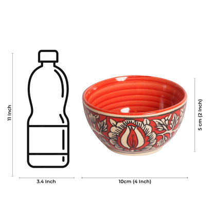 Caffeine Ceramic Handmade Red Mughal Katori Bowl (Set of 2) - Caffeine Premium Stoneware