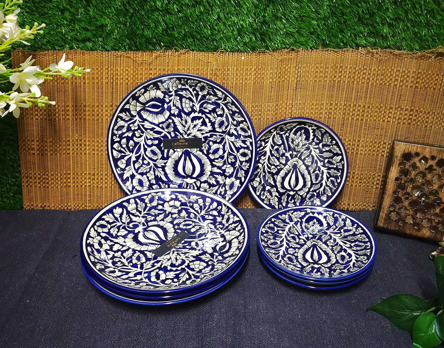 Dishwasher_Safe_Blue_Mughal_Dinner_Set - Caffeine Premium Ceramic