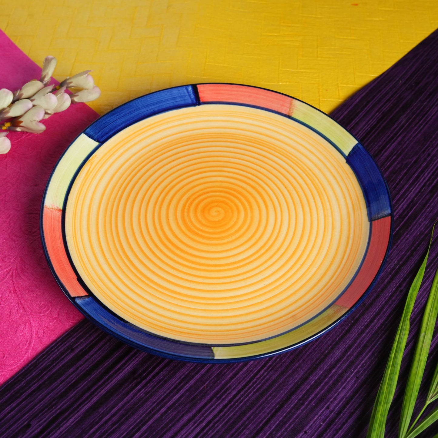 Caffeine Ceramic Handmade Stoneware Yellow Dinner Plates set of 4 - Caffeine Premium Stoneware