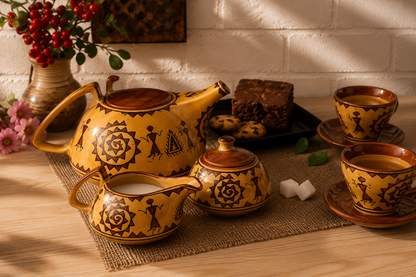 Premium Mustard Romani 15 Pcs Tea Set | Modern and Luxury Tea Sets|