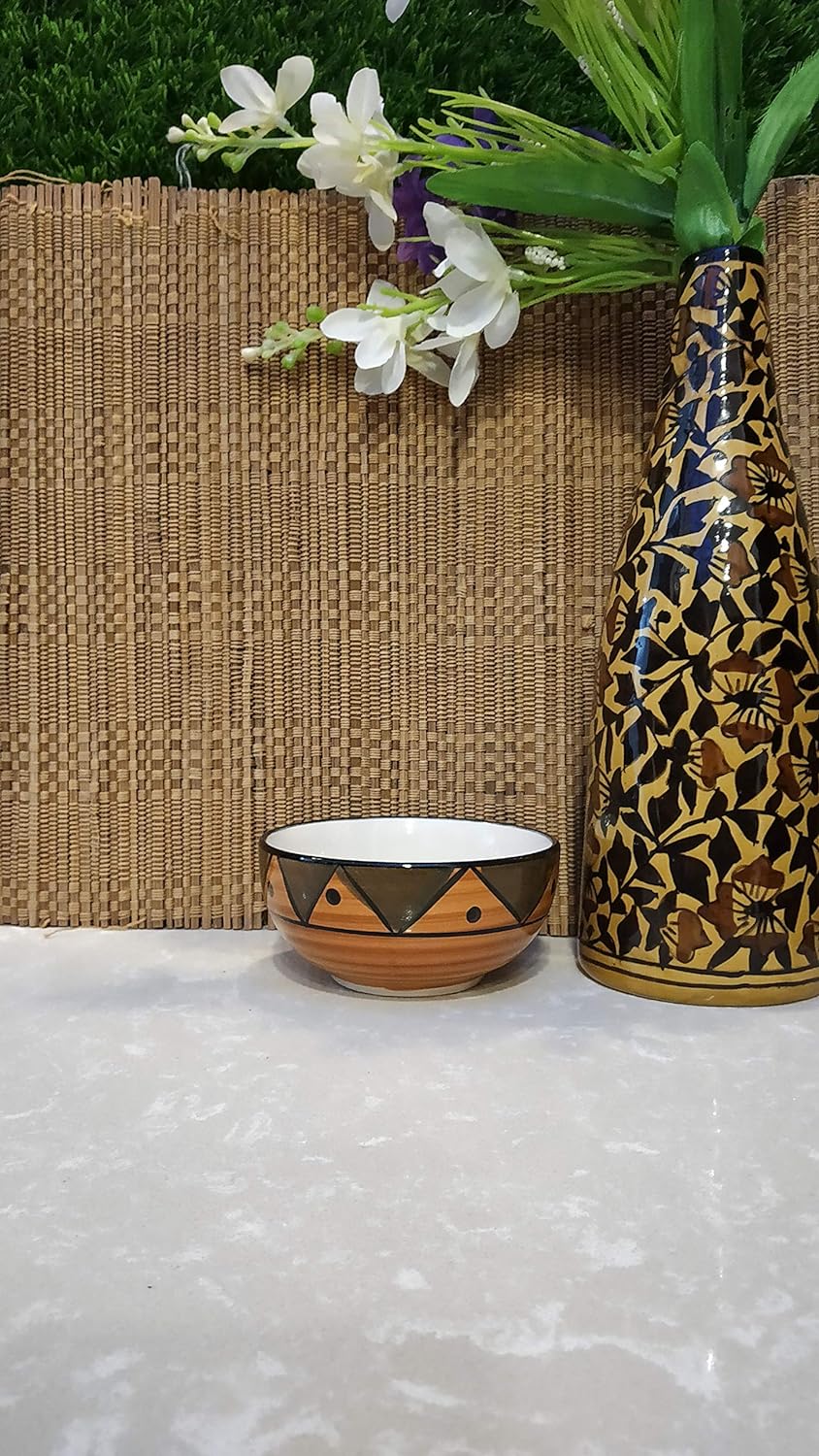 Caffeine Ceramic Handmade Brown Soorya Combo Dinner Set (12 pcs.)