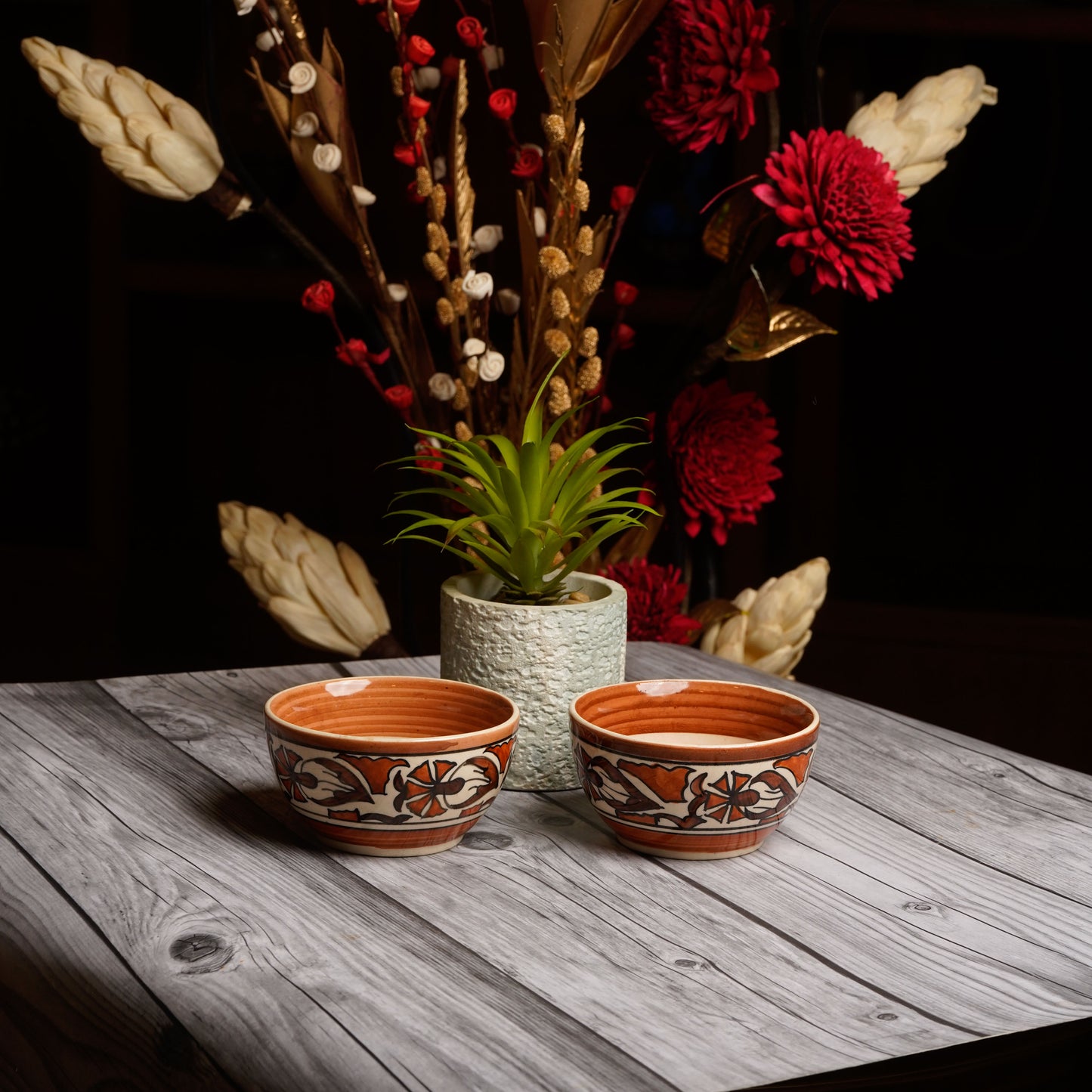 Floral_printed_ceramic_bowls_Set_of_2 - Caffeine Premium Ceramic