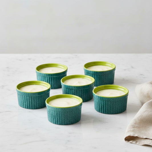 Caffeine Ceramic Handmade Glossy Turquoise Green Ramekin bowl (Set of 6)