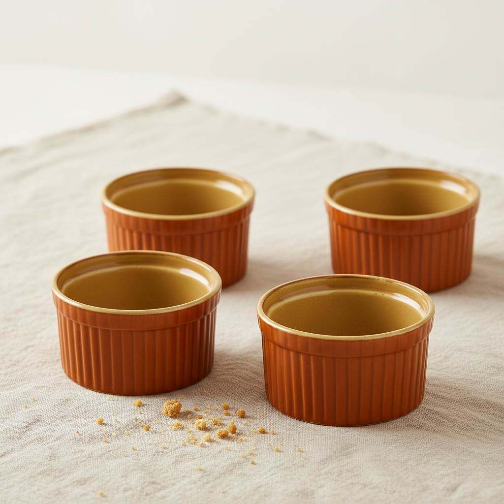 Caffeine Ceramic Handmade Matte Brown & Yellow Ramekins bowl (Set of 6, 150 ml)