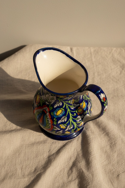 Caffeine Ceramic Handmade Stoneware Blue Jaipuri Water jug (Set of 1, 1400 ml)