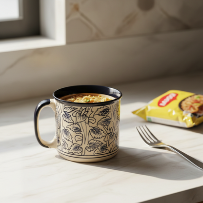 Caffeine Ceramic Handmade Black Perru Maggie Mug (Set of 4)