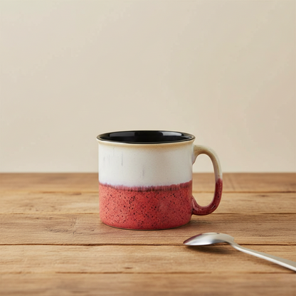 Caffeine Ceramic Handmade Matte White and Coral Peach Maggie Mug (Set of 2)