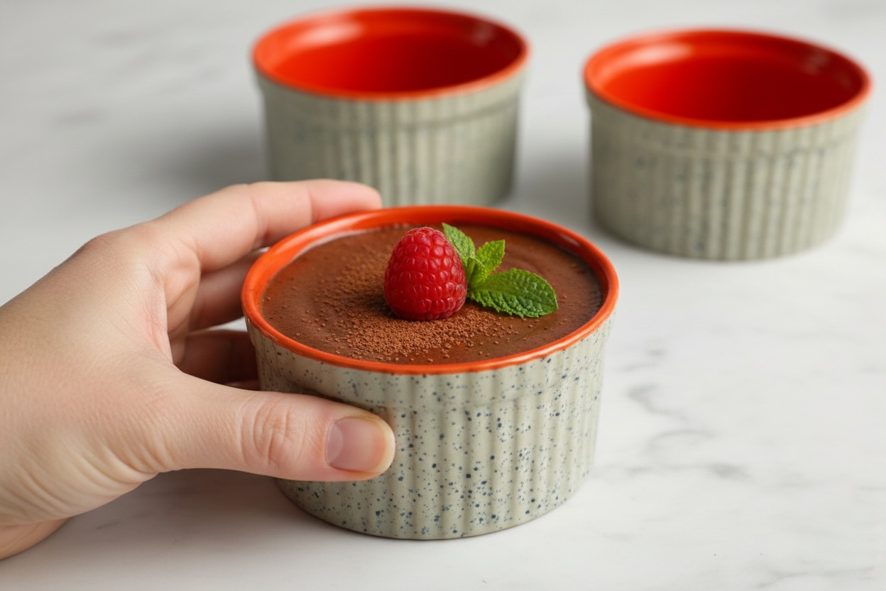 Caffeine Ceramic Handmade Matte Cream & Orange Ramekin Bowl (set of 6)