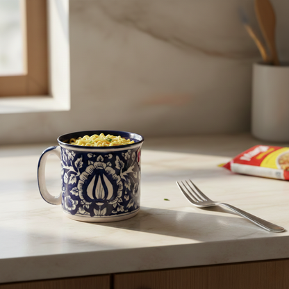 Caffeine Ceramic Handmade Blue Mughal Maggie Mug (Set of 2)