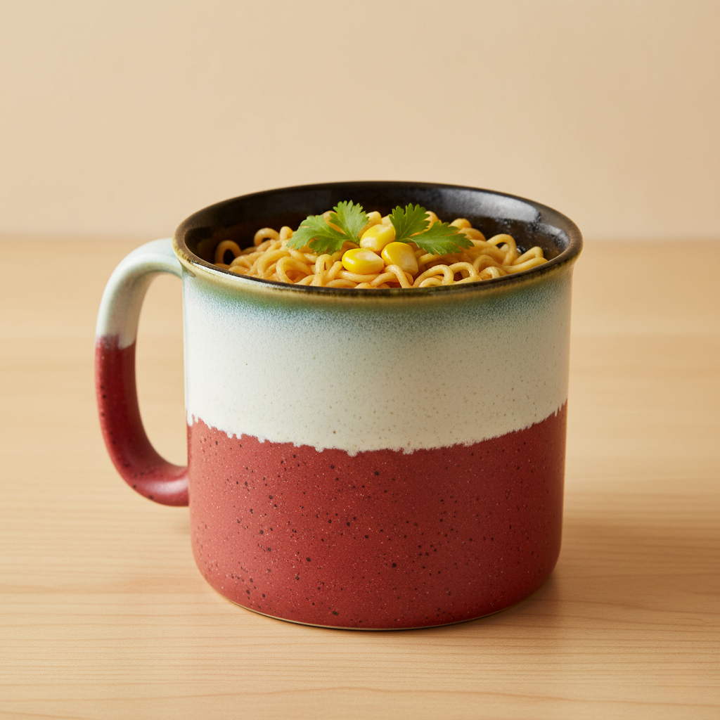 Caffeine Ceramic Stoneware Handmade White & Coral Peach Maggie Mug (Set of 2)