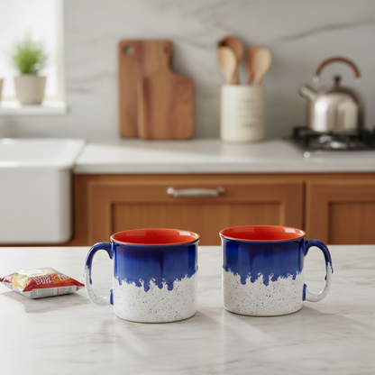 Caffeine Ceramic Stoneware Handmade Blue & White Studio Maggie Mug (Set of 2)