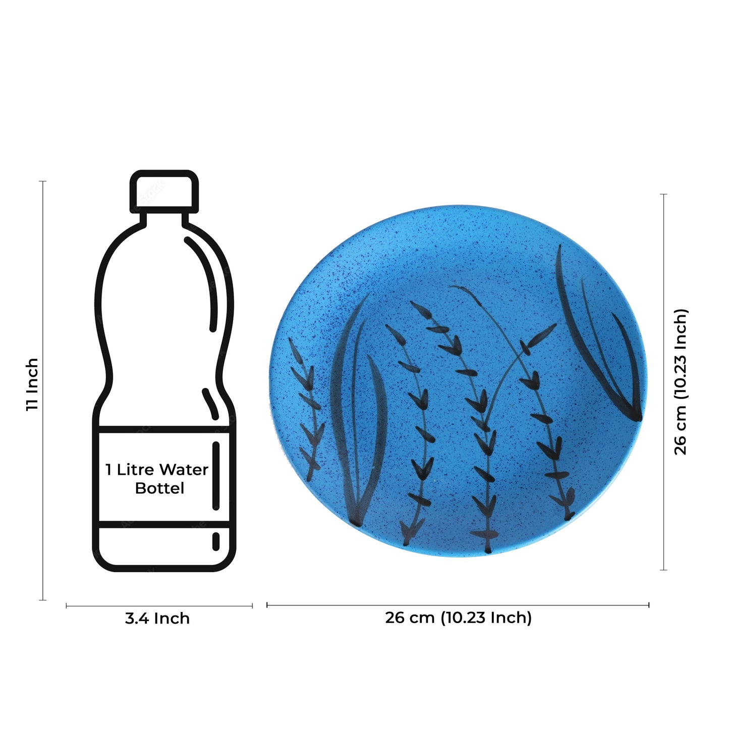 Caffeine Ceramic Handmade Stoneware Blue Turquoise Dinner Plate 10 inch Set of 2 - Caffeine Premium Stoneware