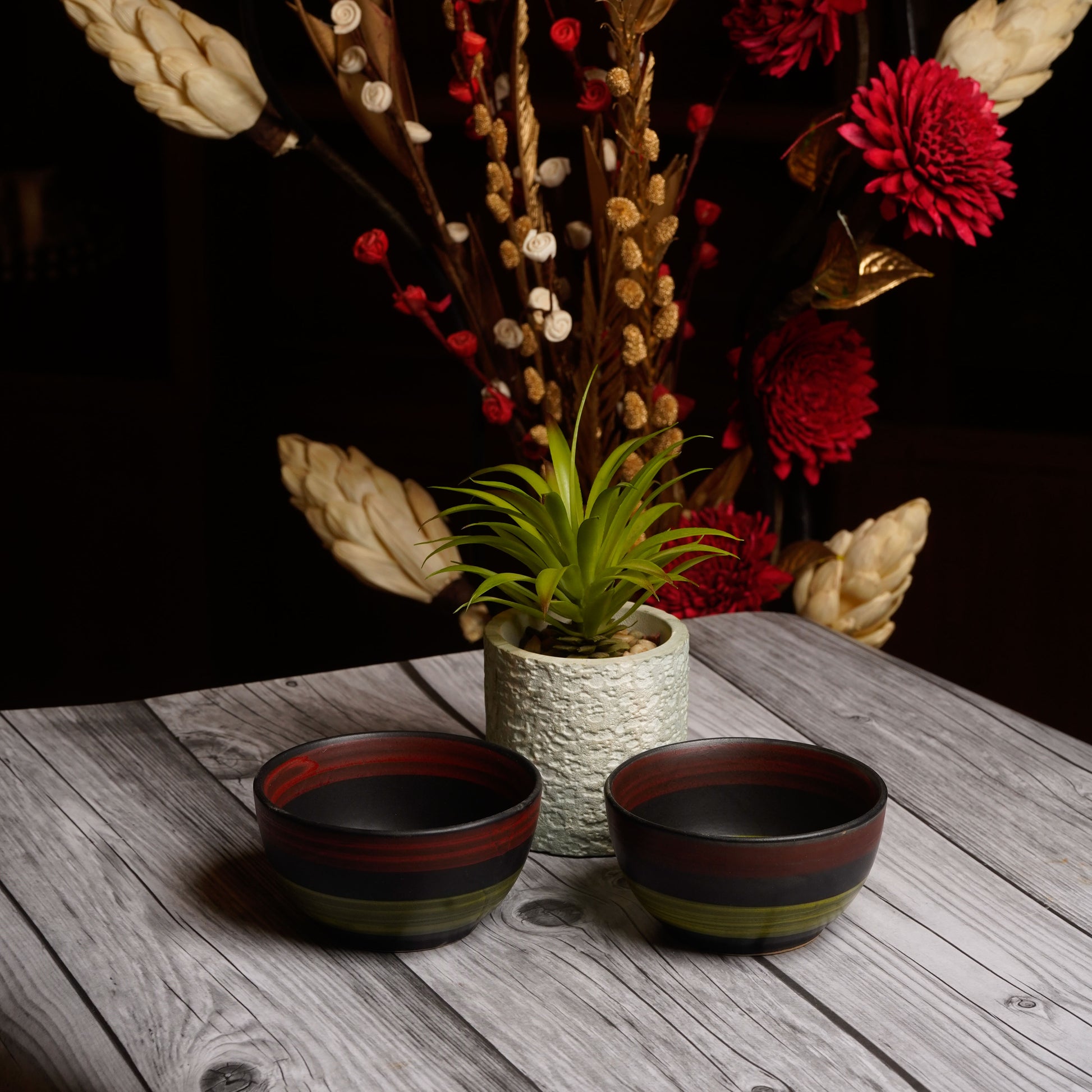 Caffeine Ceramic Handmade Green chandrakari katori Bowl (Set of 2) - Caffeine Premium Stoneware