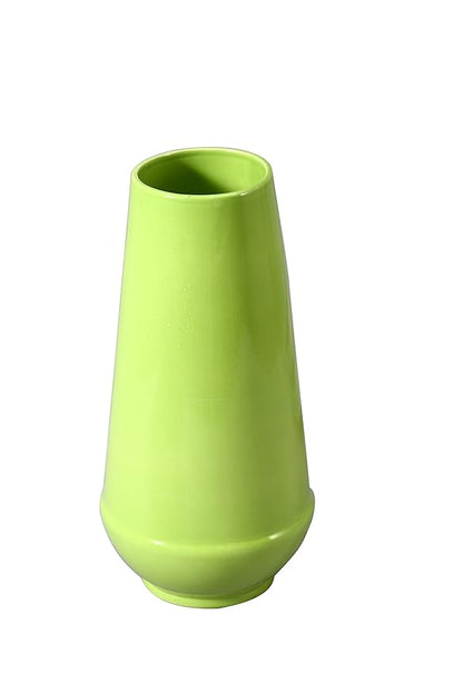 Handmade green ceramic vase by Caffeine, elegant cylinder pot for flowers or plants.