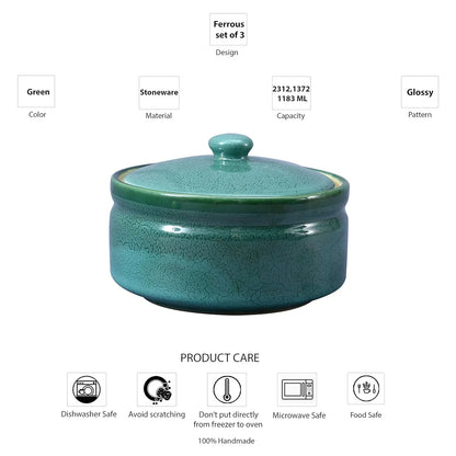Green_Ferrous_Ceramic_Casserole_Set - Caffeine Premium Ceramic