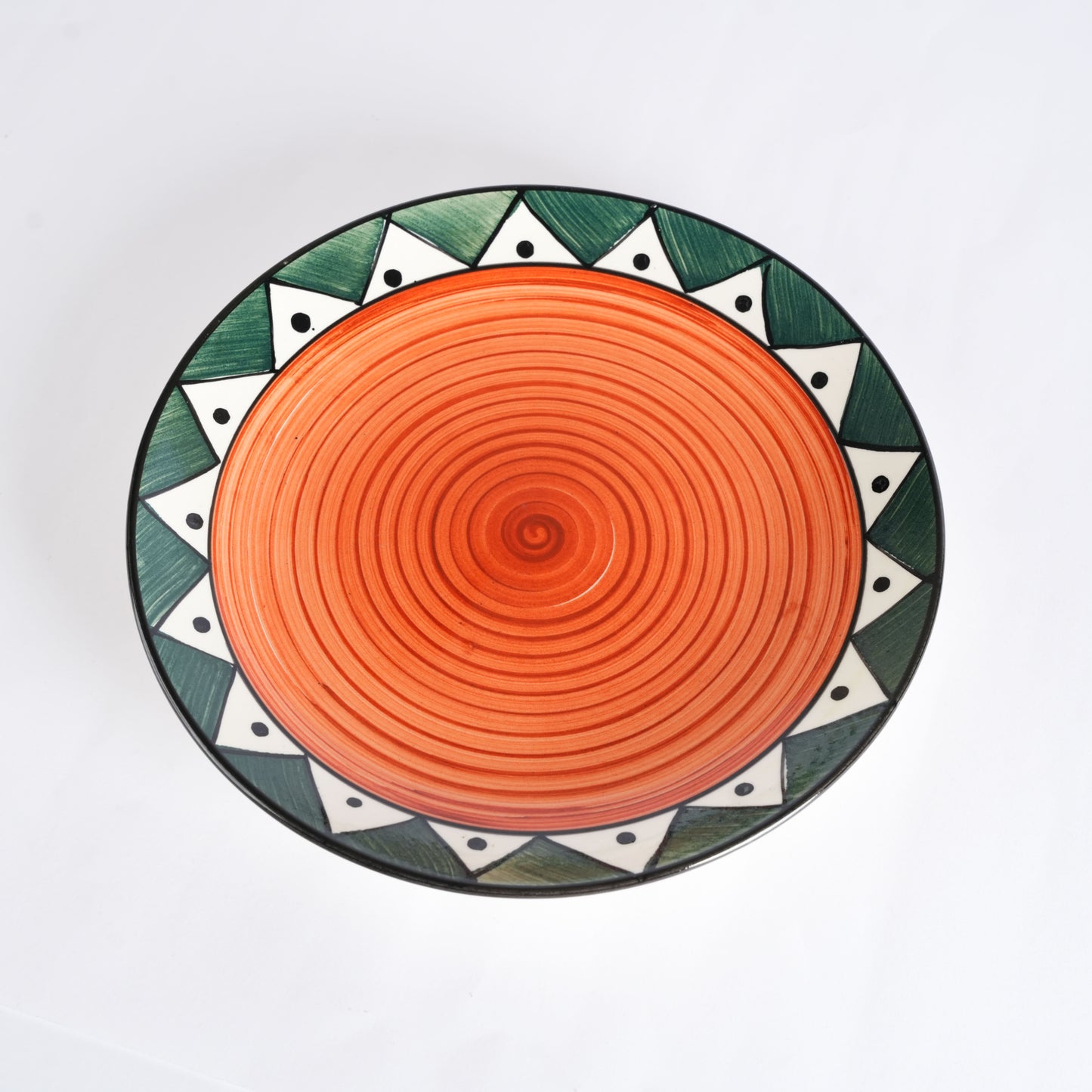 Caffeine Ceramic Handmade Stoneware Green Trible Dinner Plate set of 4 - Caffeine Premium Stoneware