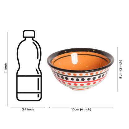 Caffeine Ceramic Handmade White and Orange Multi Dotted Katori Bowl ( Set of 2 ) - Caffeine Premium Stoneware