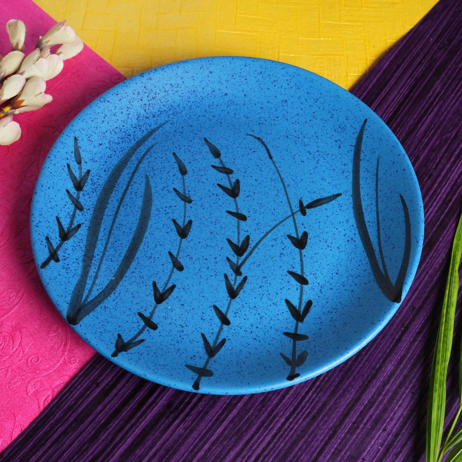 Caffeine Ceramic Handmade Stoneware Blue Turquoise Dinner Plate 10 inch Set of 2 - Caffeine Premium Stoneware