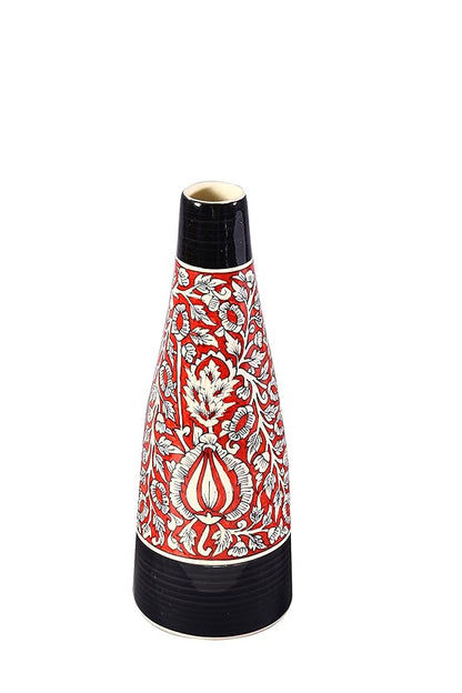 Mughal-art decorative vase in black and red color