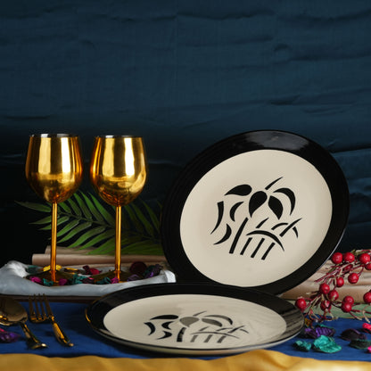 Caffeine Ceramic Handmade Stoneware Black Imperial Dinner Plate set of 4 - Caffeine Premium Stoneware