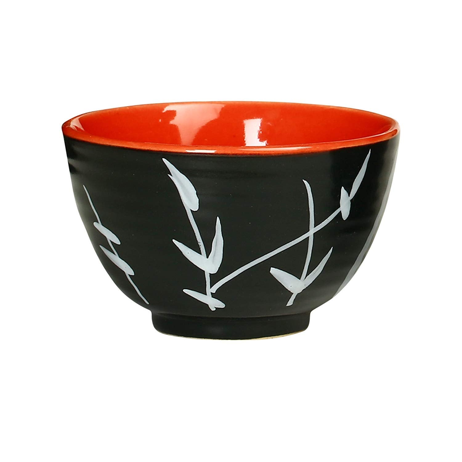 Caffeine Ceramic Handmade Black & Red Bamboo Dessert Bowl (Set of 2, 150 ml) - Caffeine Premium Stoneware