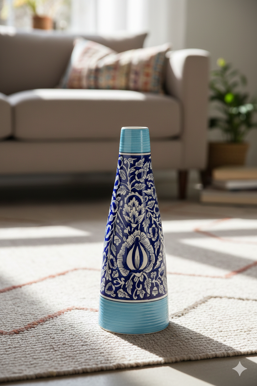 Handmade_Blue_Flower_Vase - Caffeine Premium Ceramic