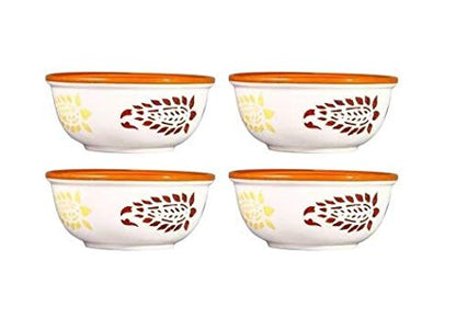 Caffeine Ceramic Handmade Brown boota Dessert Bowl -(Set of 4) - Caffeine Premium Stoneware