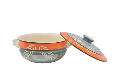 Caffeine Ceramic Handmade Orange Leaf Dinner Set (19 pcs.)