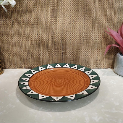 Caffeine Ceramic Handmade Green Soorya Combo Dinner Set (12 pcs.)